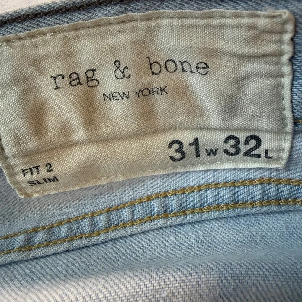 Rag & Bone Fit 2 Slim Jeans Mens 31x32 Austen Light Wash Blue MED21H1223C6AU